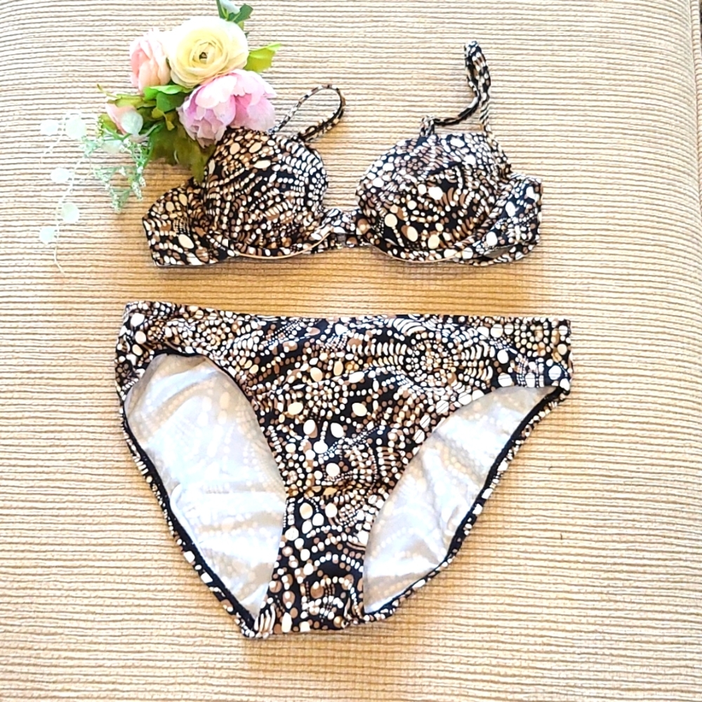 Batik print brown bikini